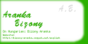 aranka bizony business card